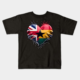 Ghana UK Flag Heart Kids T-Shirt